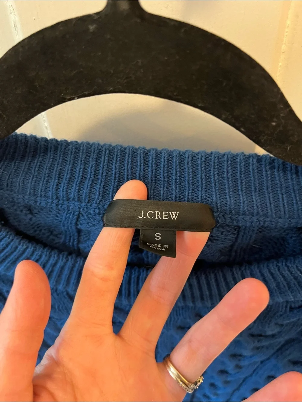 J. Crew Cable Knit Royal Blue Slight Crop Sweater Size Small - Picture 4 of 8